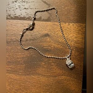 Silver Bracelet with Cubic Glass Charm; Additional Charm included